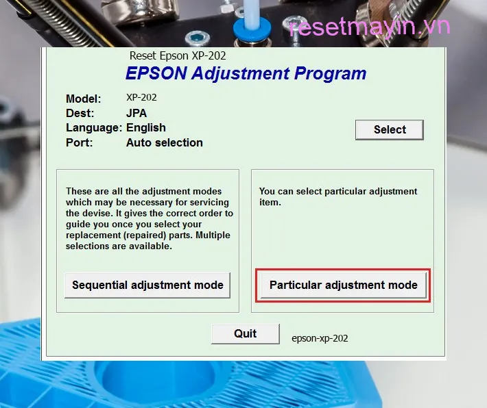 Phần mềm Epson XP-202