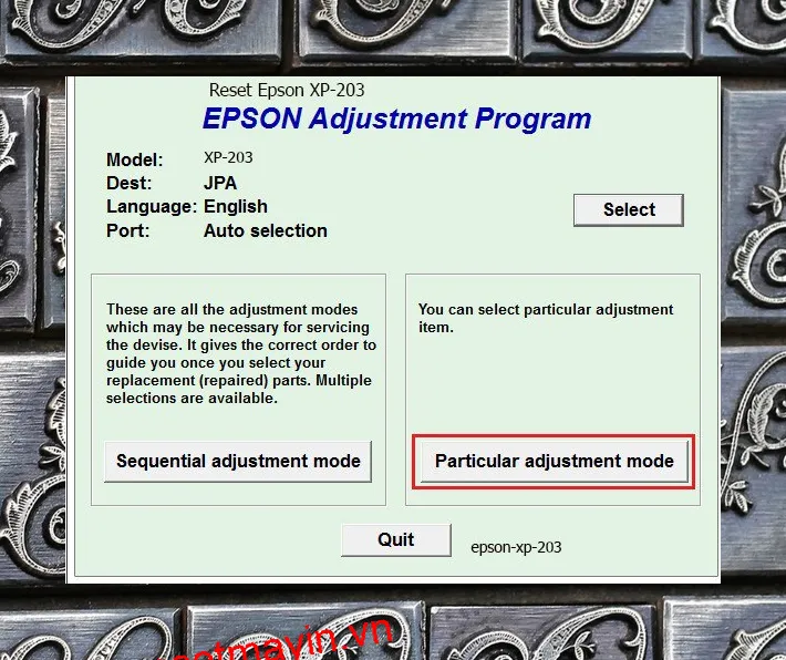 Phần mềm Epson XP-203
