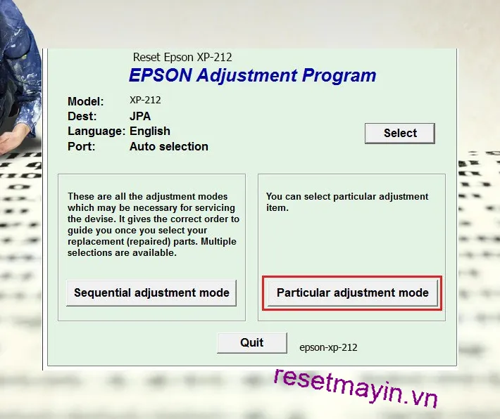 Phần mềm Epson XP-212
