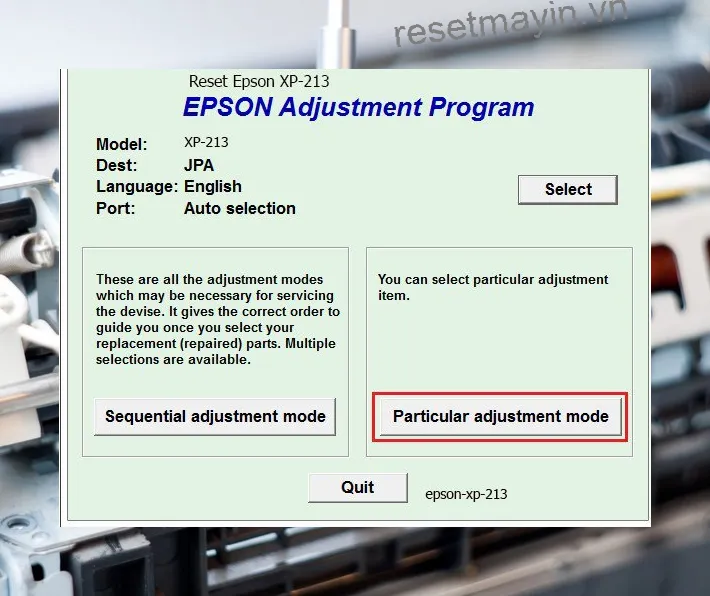 Phần mềm Epson XP-213