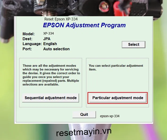 Phần mềm Epson XP-334
