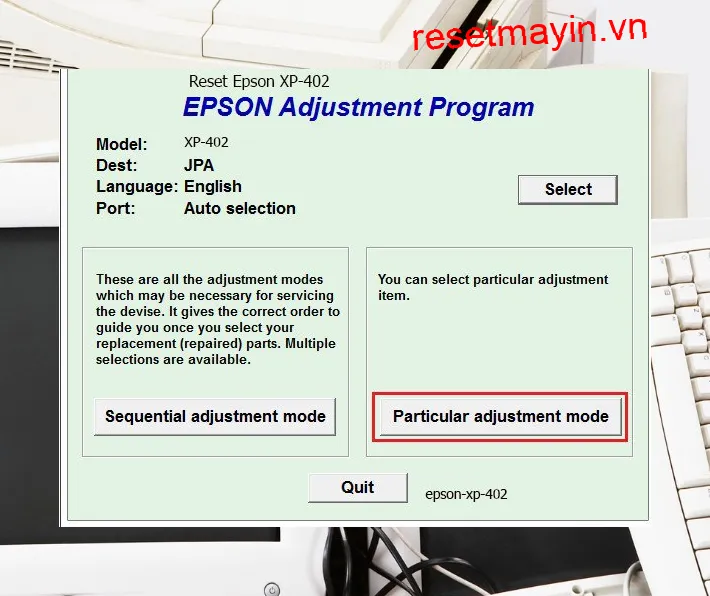 Phần mềm Epson XP-402