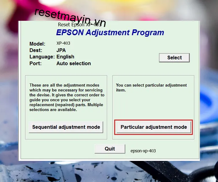 Phần mềm Epson XP-403