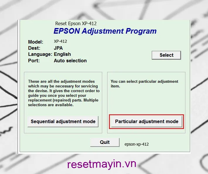 Phần mềm Epson XP-412