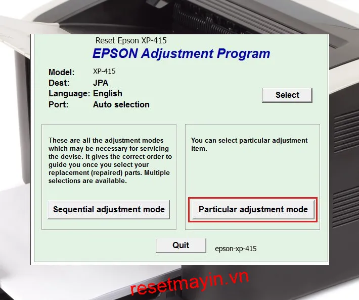 Phần mềm Epson XP-415