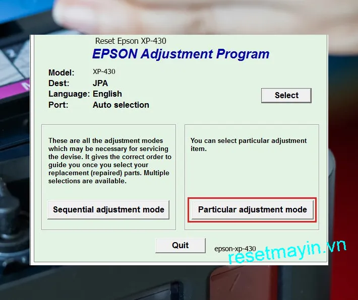 Phần mềm Epson XP-430