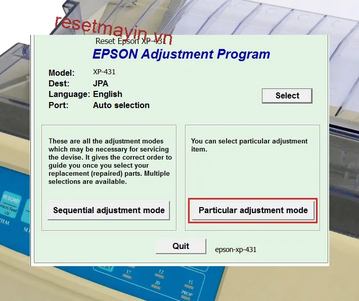 Phần mềm Epson XP-431